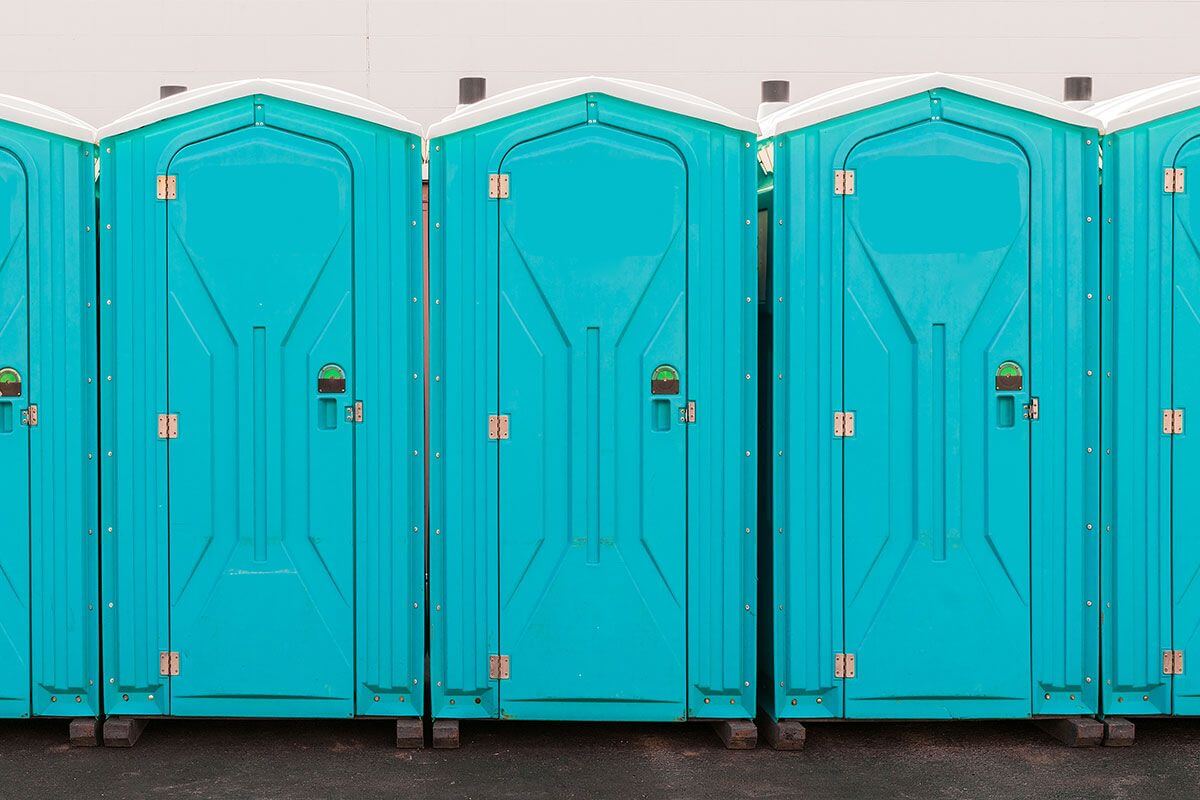 Industrial portable restroom units at a plant in Evansville, Indiana
