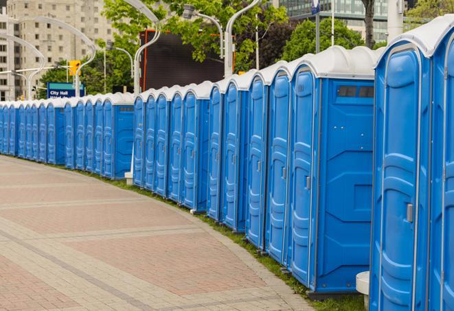 Seasonal porta potty units set up at a Evansville, Indiana venue