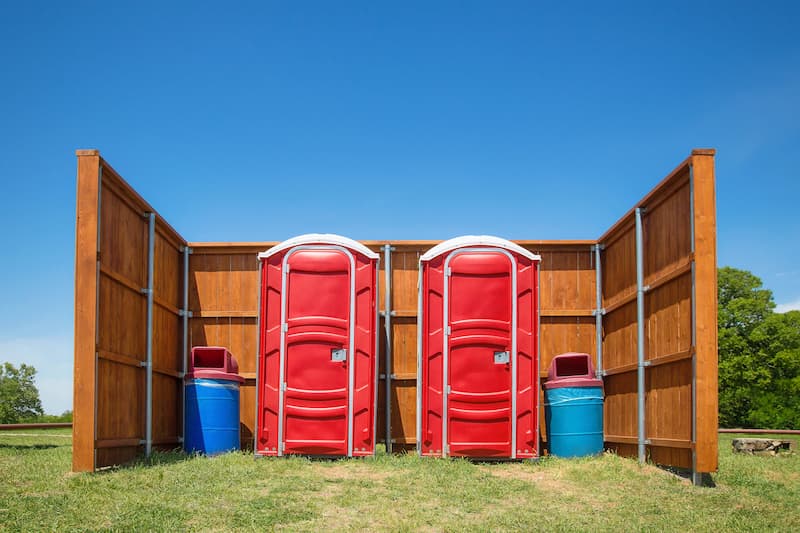 Short-term porta potty units staged for delivery in Evansville, Indiana